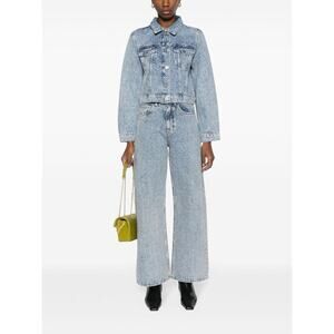 Maje Bampokkus Rhinestone-Embellished Denim Jacket & Wide-leg Denim Jeans SET